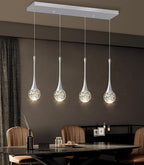 4-Lights Modern Pendant Lights for Kitchen Island LED Dimmable Crystal Glam Ceiling Pendant Lighting Chandelier for Dining Room Hallway Bedroom Silver