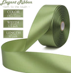 Olive Green Solid Satin Ribbon 1-1/2 Inch 50 Yards Solid Polyester Fabric Ribbon for Gift Wrapping Wedding Christmas Baby Shower Birthday Party Decoration Handmade Immortal Flower Craft