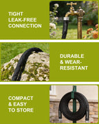 Doorich Garden Hose, Lightweight, Ultra Flexible, Durable, Kink-Free Water Hose - Made of TPU, Drinking Water Safe Material, Non-Shrinking, Easy to Store, All-Weather, Black (50 FT)