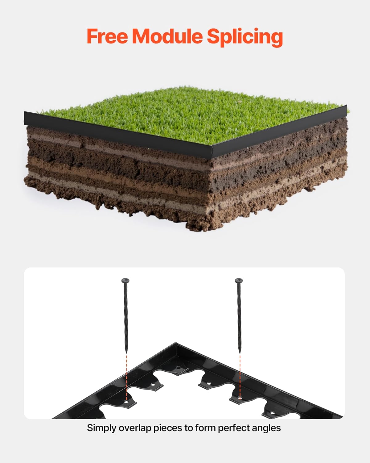 VEVOR Landscape Edging Border, 10Pcs 6 ft x 1.6 in Plastic Garden Edging with 60 Spikes, Sun-Resistant Flowerbed Borders, DIY Layout, No Dig Garden Edger Border Divider for Lawn Edgings for Yard
