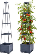 2 Packs Tomato Planter with Trellis, 56" Tomato Cages for Indoor & Outdoor Climbing Plants, Self Watering Vertical Garden Bed Plant pots for Garden Patio