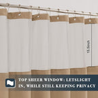 N&Y HOME Waffle Weave Shower Curtain with Snap-in Fabric Liner & 12 Metal Hooks Set - Hotel Style, Waterproof & Washable, Heavyweight Fabric & Mesh Top Window - 71x72, Coffee Brown