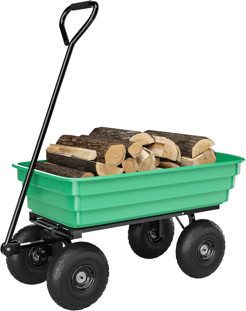 Garden Dump Cart - 1200Lb Capacity Heavy Duty Yard Utility Garden Cart with Removable Dump Bed, All-Terrain Tires & 180° Adjustable Handle for Soil, Plants, Tools