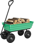Garden Dump Cart, 6 Cu.Ft. 1200Lbs Garden Cart, Heavy-Duty 4 Wheel Wheelbarrow Yard Cart with 13-Inch All-Terrain Wheels, Features A Quick-Release Tipping Function, for Courtyards, Farm, Gardening