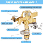 Impact Sprinklers on Tripod Base,Heavy Duty Lawn Sprinkler for Yard with 360 Degree Large Area Coverage Irrigation,Brass Sprinklers with Adjustable Head Nozzle,3/4Inch Connector Extension Legs
