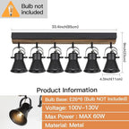 SEEBLEN 6-Light Track Light Fixtures Ceiling/Wall Mount, Adjustable Spotlight, Industrial Black Kitchen Lighting for Living Room, Dining Room, Hallway, Bathroom