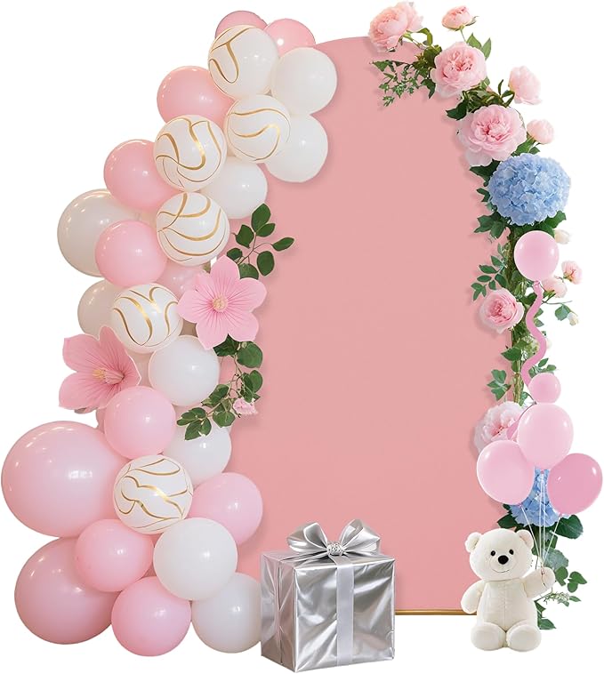 6.6FT Wedding Arch Covers Arch Backdrop Cover Arch Stand Covers Set Arch Cover Spandex Fabric Stretchy Backdrop for Wedding Birthday Party Decoration Baby Shower (Light Pink)