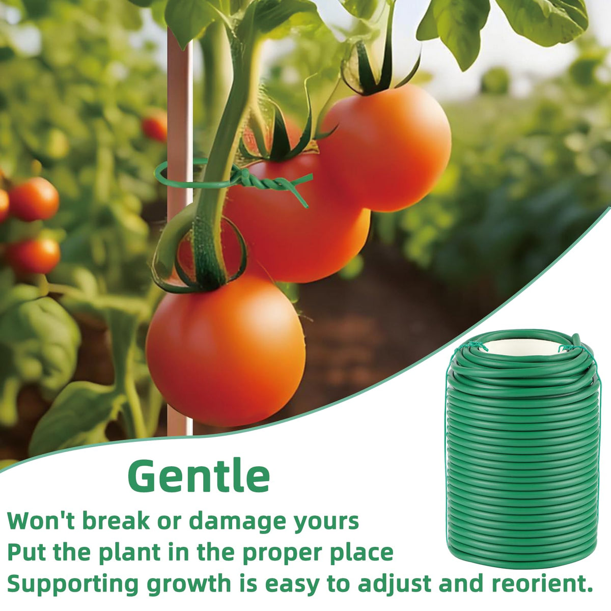 QenFree Garden Wire, 66FT Soft Plants Ties, 3.5mm Flexible Garden Ties for Climbing Plants, Vines Plant, Tomatoes, Flowers, Roses Plant Support
