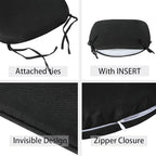 Outdoor Chair Cushions Set of 2,Patio Seat Cushion 17"x16"x2",U-Shaped Dining Chair Cushion 17 by 16 Inch,Water Resistant,Fade-Resistant Chair Pads for Kitchen Garden Furniture(Black)