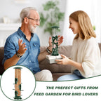 FEED GARDEN Metal Bird Feeder- 6 Port Tube Feeder for Outdoors with Metal Lid, Easy Fill & Clean, Weather Resistant, 13 Inch