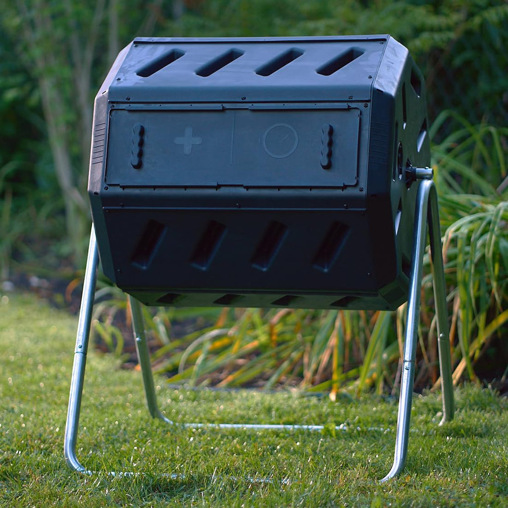 FCMP Outdoor Heavy Duty 37 Gallon 8 Sided Steel Composter, Black