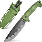 GTK7 Fixed Blade Knife DC53 Steel Blade Full Tang Nylon Fiberglass Handle EDC Fixed Knifes for Outdoor Camping Hunting (green)