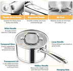 P&P CHEF 3 Quart Saucepan with Lid Set, Stainless Steel Small Cooking Pot Induction Sauce Pan for Pasta Soup, Ergonomic Handle & Tri-ply Base, Dishwasher Safe, 1 Pan