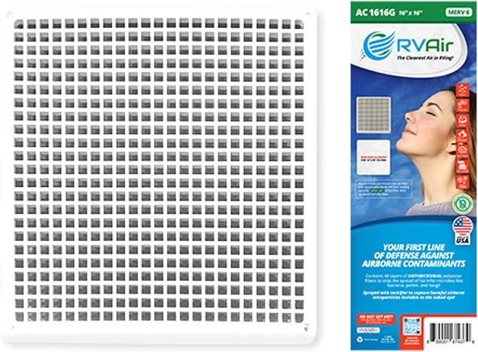 AC Filter - Air Conditioner Replacement Filters - RV Air Cleaner - Camper Accessories for Travel Trailers - Easy to Install Vent Filter -16 x 16 x 0.75 (2 Filters for AC 1616G)