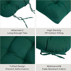 Outdoor Chair Cushions 19 x19 Inch,Water Resistant Tufted Seat Cushions 19",Reversible,Weather Resistant,Rounded Back Wicker Chair Cushion for Patio Garden Furniture(Blackish Green)