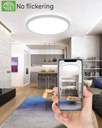 zemty 16.5 Inch LED Ceiling Light Flush Mount, 36W 4200lm Super Slim Flush Mount Ceiling Light Fixtures, 3000K/4500K/6000K Selectable Ceiling Lamp for Bedroom Kitchen Living Room (White)