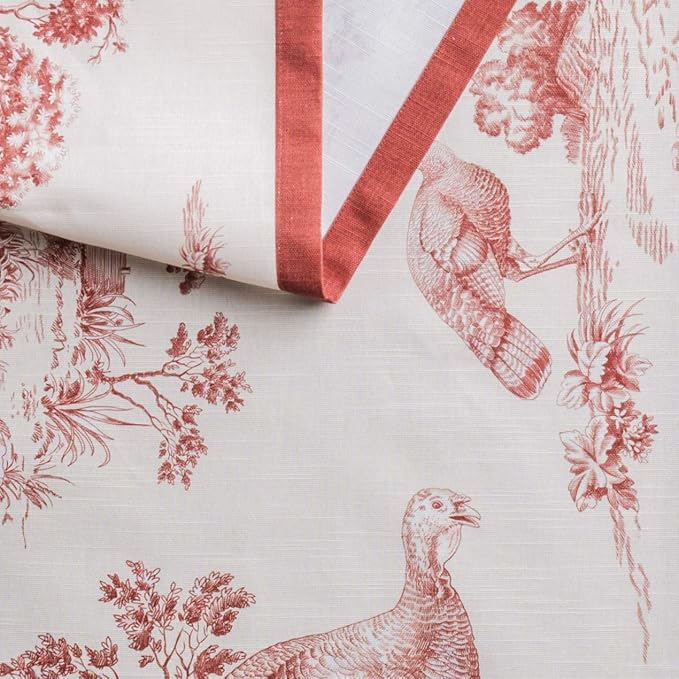 Maison d' Hermine Table Runner 100% Cotton Single Layer Table Runners 36 inches Long for Thanksgiving Christmas Decorations Home Kitchen Dining Party Wedding (Holy Jouy - Red, 14.5" x 36")