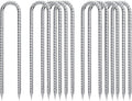Rebar-Stakes-12-Inch-Galvanized, U Hook Trampoline Stakes 10 Pack Ground Anchors Tent Stakes Heavy Duty for Plants Anti-Rust Landscape Fabric Stakes Artificial Turf