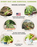 50 Tactiko Survival Vegetable, Herb & Fruit Seed Kit - U.S.A. Harvested Varieties - 37,000+ Non-GMO Heirloom Seeds - Emergency Seed Vault in Waterproof Mylar Bag - Long-Term Storage