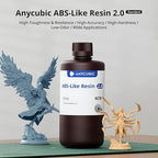 ANYCUBIC 2nd Gen Resin Technology ABS-Like Resin 2.0 Bundle, 3D Printer Resin with High Toughness, More Precise Details, Wide Compatibility for All LCD Resin 3D Printers (Black, 2kg in Total)