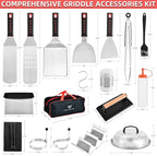 Griddle Accessories Kits, 30 Pcs Griddle Grill Tools Set, Professional Grill BBQ Spatula Set with Basting Cover, Spatula, Scraper, Bottle, Tongs, Egg Ring