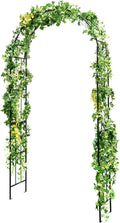 HAPPYGRILL Garden Arch, Garden Arbor with Trellis, Outdoor Garden Arbor with Stakes, Metal Garden Arch Trellis for Climbing Plants Vines, Wedding Ceremony Party Decor Arch, Garden Entrance Archway