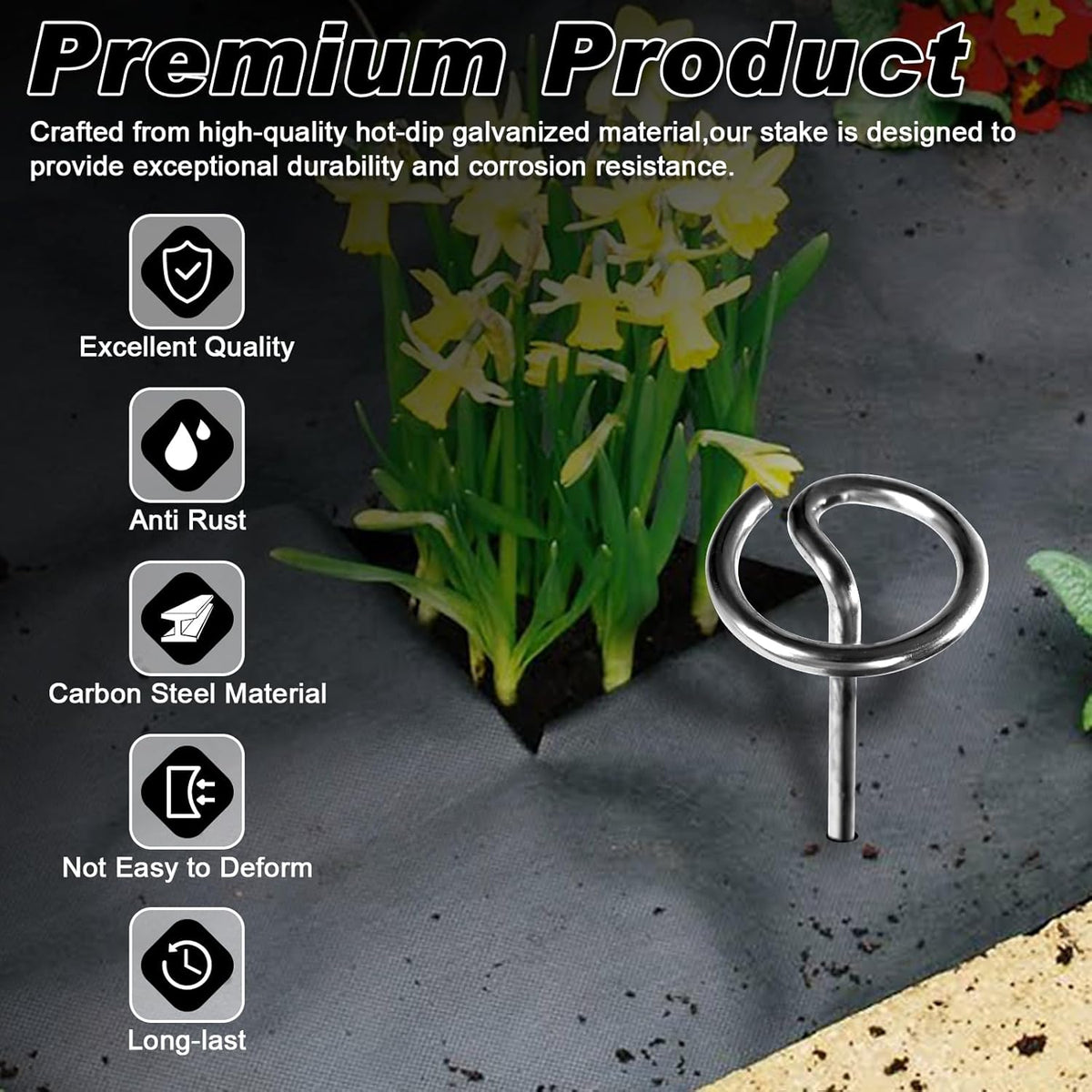 FEED GARDEN 120 Pack Landscape Staples 8 Gauge 6 Inch Galvanized Garden Stakes SOD Pins Yard Lawn Spikes for Plant Cover, Tent, Weed Barrier Fabric, Turf, Inflatable and Outdoor Decoration