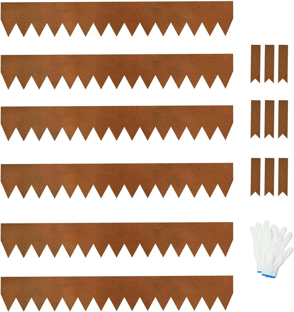 Weathering Steel Edging 6 Pack, 40" L x 6" H Depth Corten Steel Landscape Edging Kit Rust Patina Finish, 20ft Total Metal Edging for Landscaping, Metal Garden Border & Lawn Edging