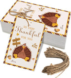 50pcs Thanksgiving Thank You Gift Tags, Turkey Theme Gift Tags for Friendsgiving Party Favor and Gift Wrapping Decoration(Turkey)