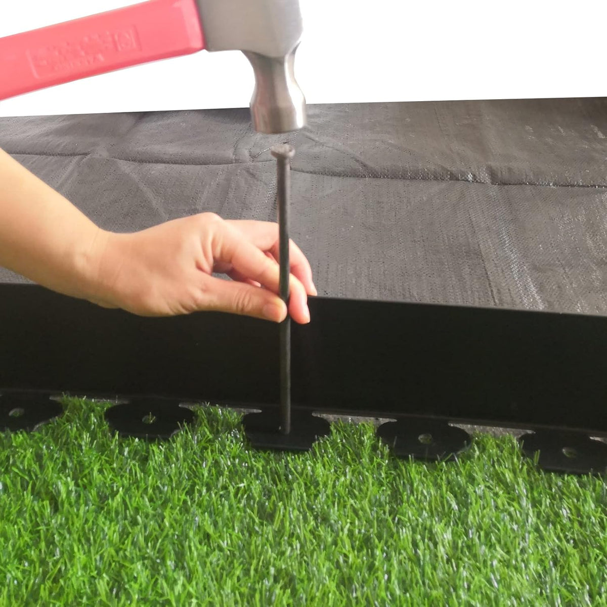 Metal Landscape Stakes,10Inch 50Pcs Landscape Edging Anchoring Spikes for Tent Spikes,Paver Edging,Artificial Turf Stakes,Tent and More (50, Black)