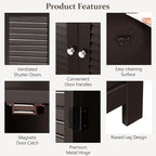 COSTWAY Bathroom Storage Cabinet, Wooden Side Storage Organizer with Louver Doors & Removable Shelf, Freestanding Floor Cabinet for Living Room, Kitchen, Entryway (Brown)