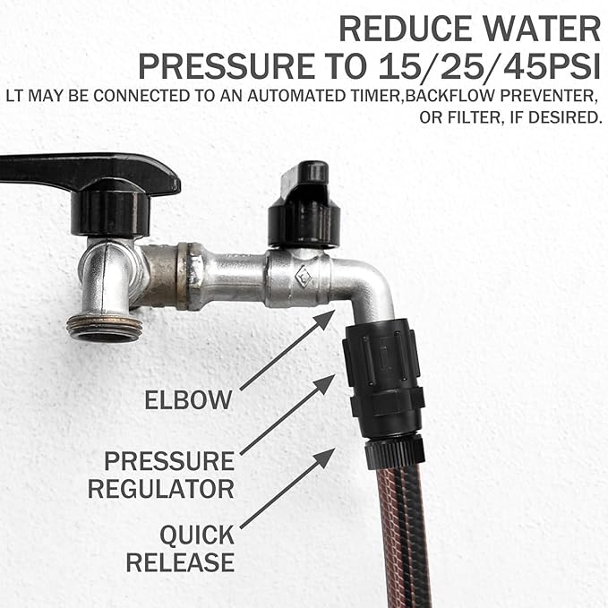 Tondiamo 3 Pcs 25 Psi Drip Irrigation Pressure Regulator, 3/4" Female Hose Thread x 3/4" Male Hose Thread Pressure Reducer Flow Valve for Garden Drip Irrigation Parts Emitters System