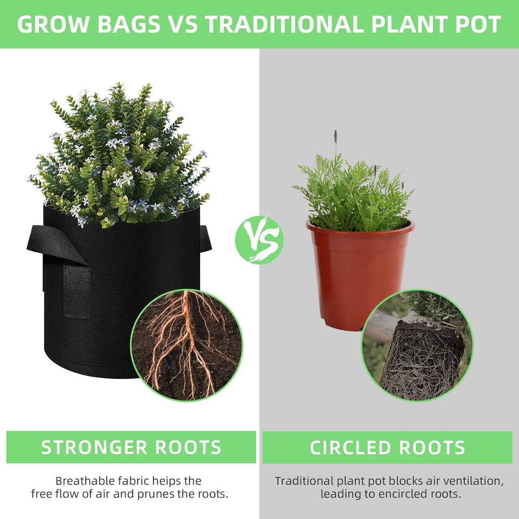 90-Pack 7 Gallon Grow Bags Garden Plant Grow Bag Aeration Fabric Pots with Handles Nonwoven Plant Bag Cloth Pots Planting Bags Garden Bags to Grow Vegetables Flowers Potatoes (7 Gal)