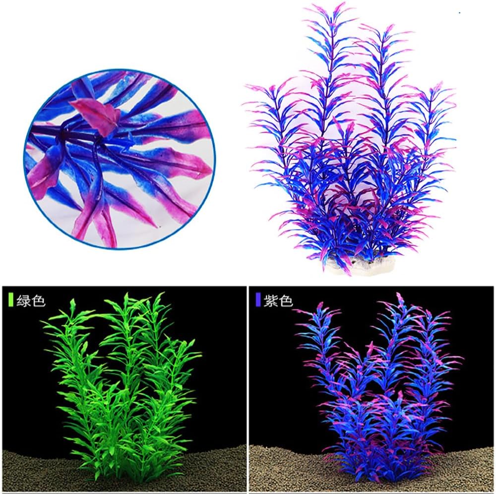 DSkoiph 2 pcs Aquarium Decor Plastic Plants Extra Large 21 Inches Artificial Fish Tank Plants Tall Fish Tank Decorations Artificial Green Water Plants (Purple)