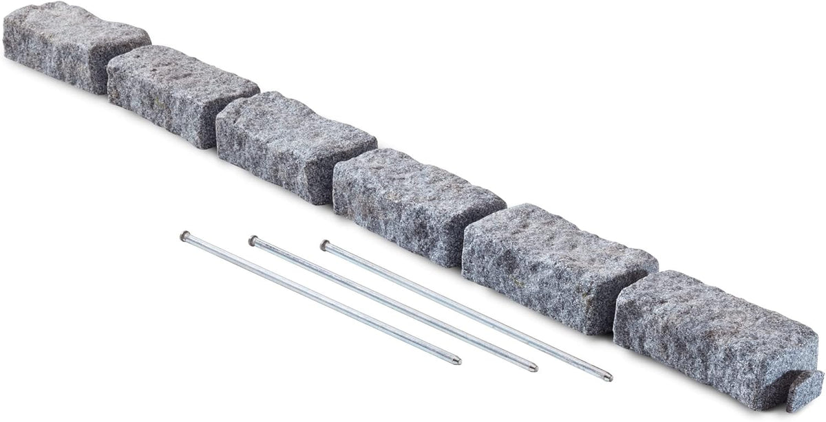 Beuta Landscape Edging | Garden Edging Border | Faux Stone Bricks for Lawn Edging, Flower beds, Pathways & Yard Edging– 1 Pack | Each Section Has 6 Bricks 48" L x 4" W x 2.25" H | 3 Spikes |Greystone