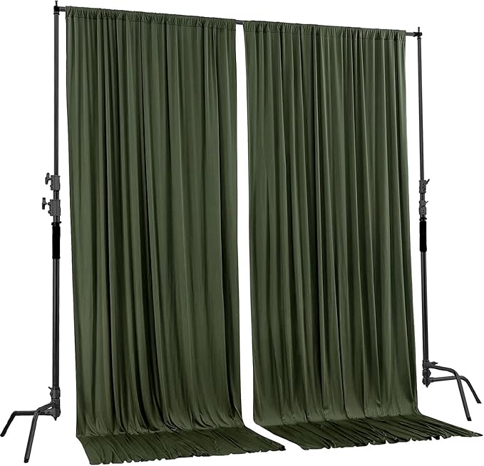 AK TRADING CO. 10 feet x 10 feet Olive IFR Polyester Backdrop Drapes Curtains Panels with Rod Pockets - Wedding Ceremony Party Home Window Decorations