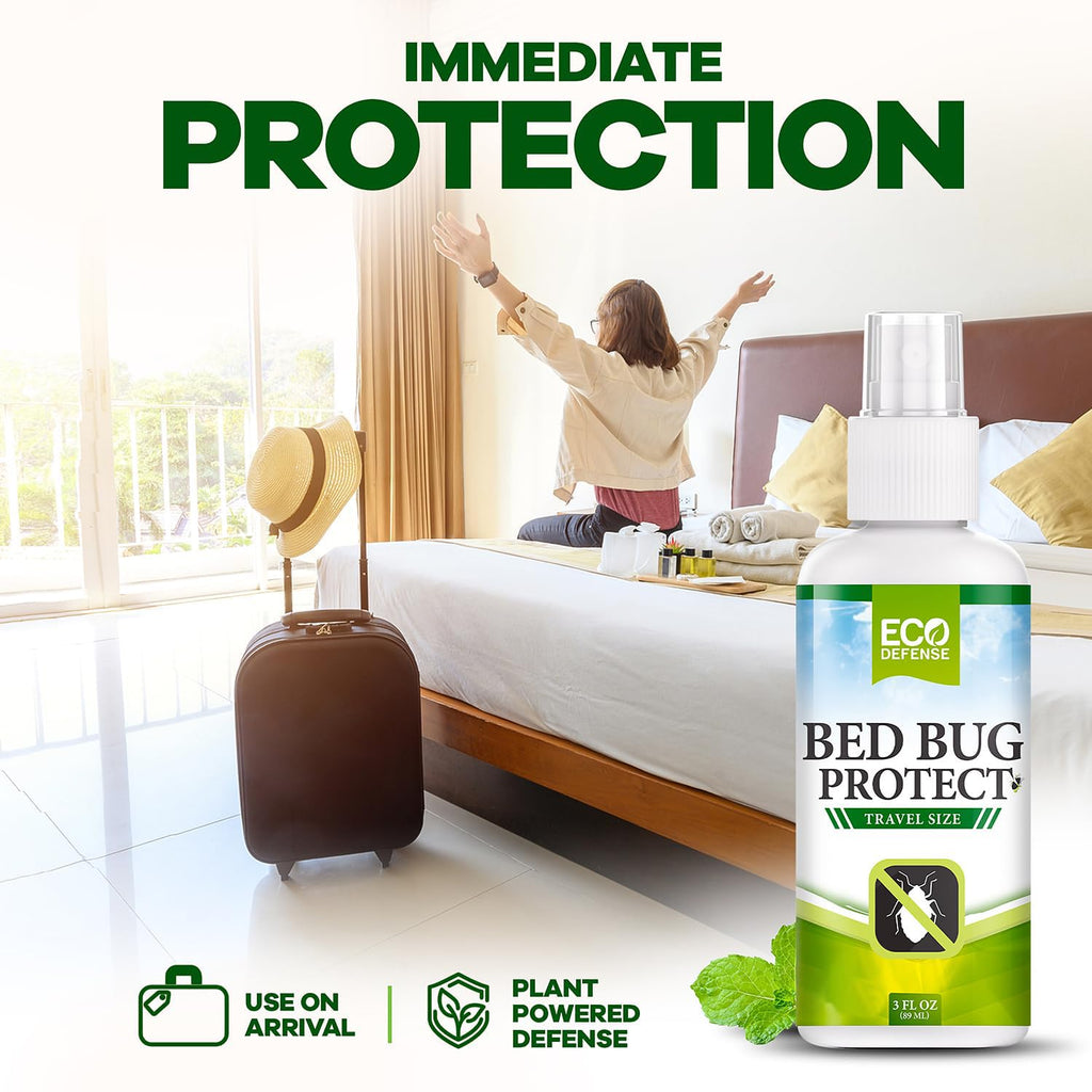 Eco Defense Bed Bug Spray Travel Size - TSA Approved 3 oz – Travel Essentials for Hotel, Cruise, Vacations - with Natural Essential Oils