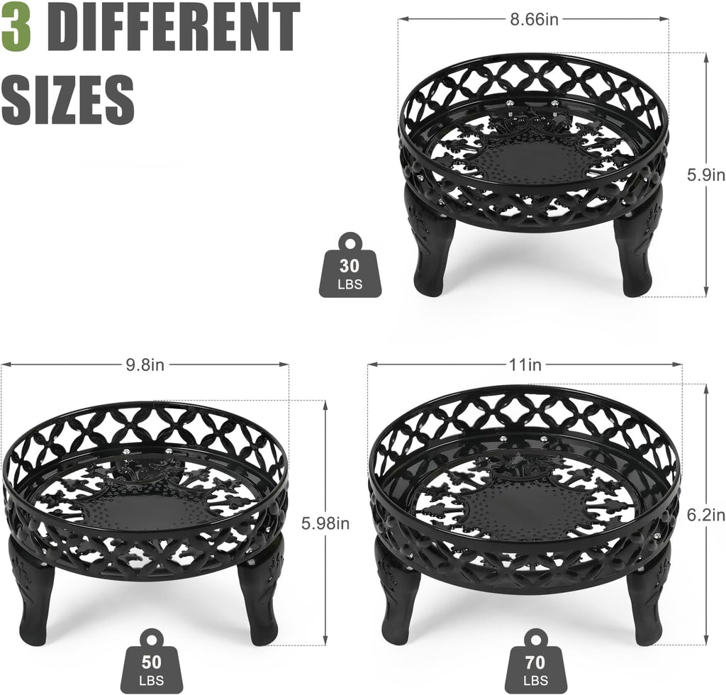 3 Pack Metal Plant Stands Indoor Outdoor,Heavy Duty Iron Flower Pot Stands for Multiple Plants,Rustproof Low Round Plant Holder for Garden,Patio,Home