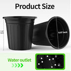 50 Pcs 2 Gallon Planter Nursery Pots, Seed Starting Pot Plastic Flower Seedling Pots with Drainage Holes Flexible Plant Container for Indoor Outdoor Garden Lawn Yard Plants Seedlings (50, 2 Gallon)