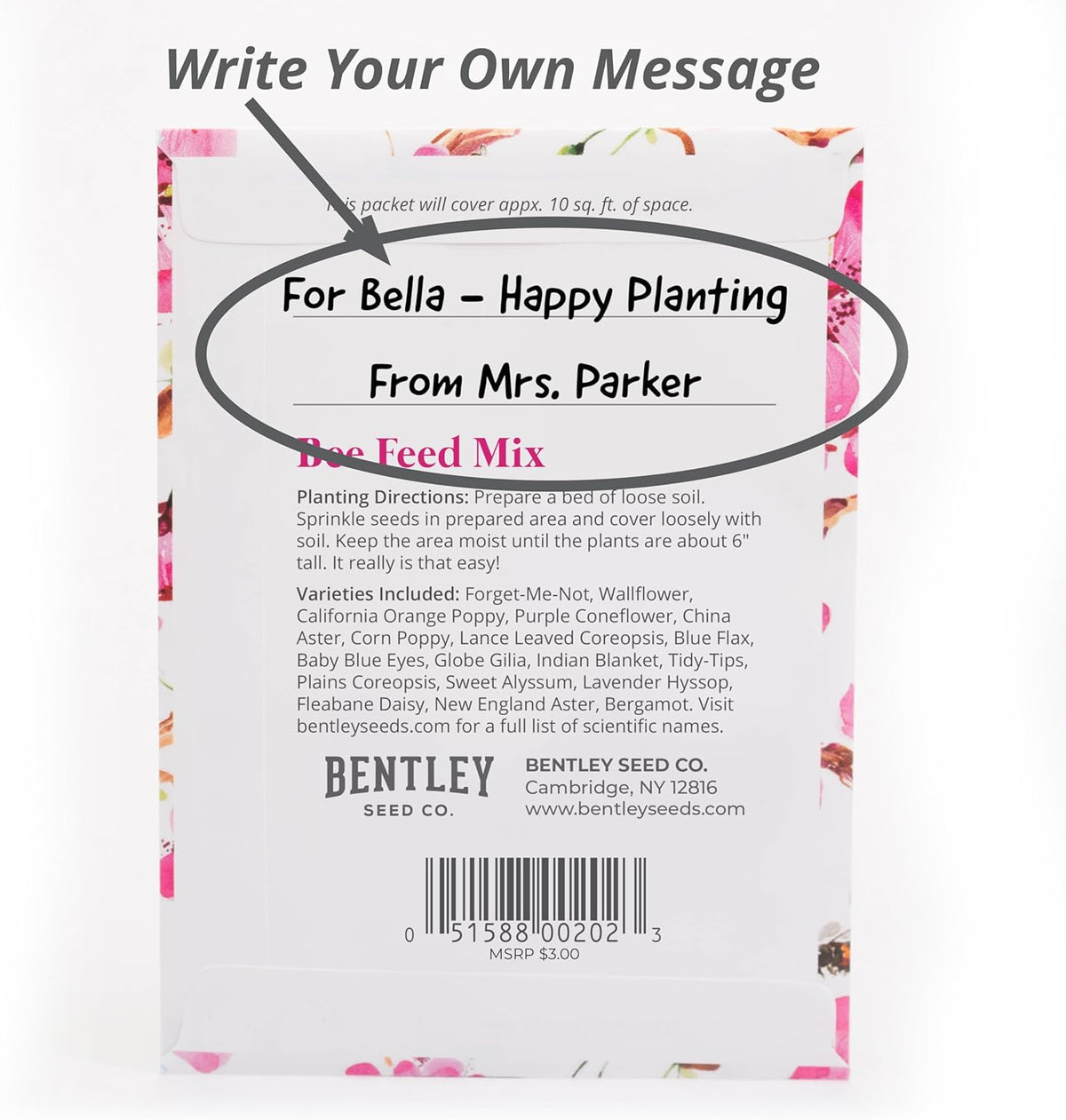 Bentley Seed Flower Mix - Pollinator Seed Mix with 5 Wildflower Seed Packets - Non-GMO Pollinator Seeds - Eco-Friendly Flower Seeds Packets for Party, Celebration, and Gifts - Pollinator Mix