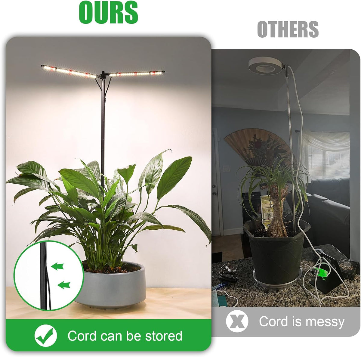 Plant Grow Lights for Indoor Plants Full Spectrum with 3/6/9H Timer & Dimming, Slim Plant Lights for Indoor Growing with 6000K White Red LEDs for Various Plants