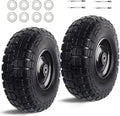 12'' Flat Free Tires Rubber Replacement Solid Tire and Wheel Assemblies for Hand Trucks Garden Cart Wheelbarrow - 3.5”Wide Polyurethane Tires 2.1 Hub with 5/8 Inch Axle Borehole (410/350-6)