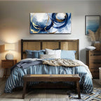 Abstract Wall Art Nave Blue Modern Canvas Pictures Art Print Gold Contemporary Artwork Painting Decor for Living Room Bedroom Home Office Decorations 24x48inches