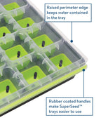 Burpee SuperSeed Starting Tray | 16 XL Cell | Reusable & Dishwasher Safe | for Vegetable, Flower & Herb Seeds | Indoor Grow Kit for Deep-Rooted Seedlings, Green