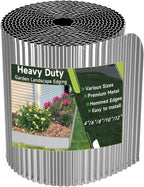 Corrugated Garden Edging,8"×10Ft Galvanized Steel Landscape Edging & Lawn Edging Border, Metal Garden Border for Flower Beds, Garden，Lawn，Raised Beds & Tree Surrounds (Silver)