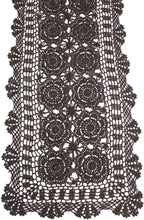 KEPSWET Cotton Handmade Crochet Lace Table Runner Dark Brown Rectangle Coffee Table Dresser Decor (14x36 inch)