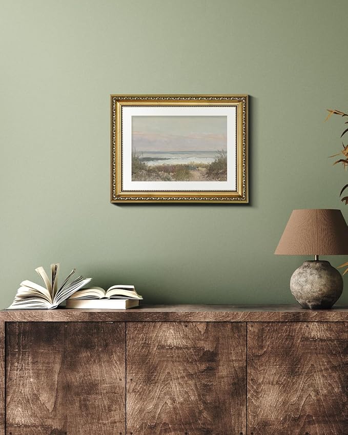 VIYYIEA Gold Framed Wall Art Canvas Print Home Decor Classical Coastal Scenery Bathroom Pictures Wall Decorations Farmhouse Wall art Room Decor Kitchen Office Bathroom Art Prints Wall Decor 11x14in