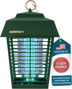 Flowtron Electric Bug Zapper 1/2 Acre Outdoor Insect Control with Dual Lure Method, 15W UV Light & Octenol Attractant for Fly & Mosquito, 5600V Kill Grid, Made in USA, UL Certified - Green Color