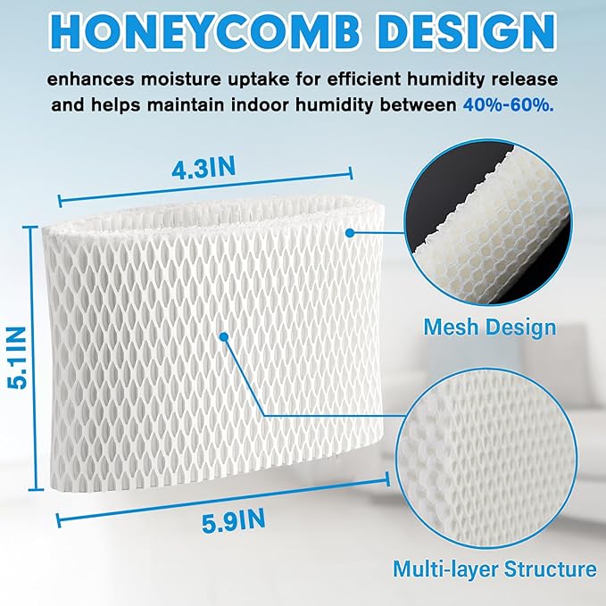 4 Pack WF2 Humidifier Filter Replacement for Vicks Kaz Humidifier Starry Night Cool Mist V3500N V3700 V3100 V3900 Sunbeam 1118 1119 Honeywell HCM-300T HCM-350 WA-8D Enviracaire ECM-500