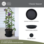 The HC Companies Flower Pot Saucers - Plastic Plant Saucer for Outdoors & Indoors - Traditional Design Plant Pot Trays for Water Drainage - Durable & Stylish Round Plant Tray (16-inch Black)